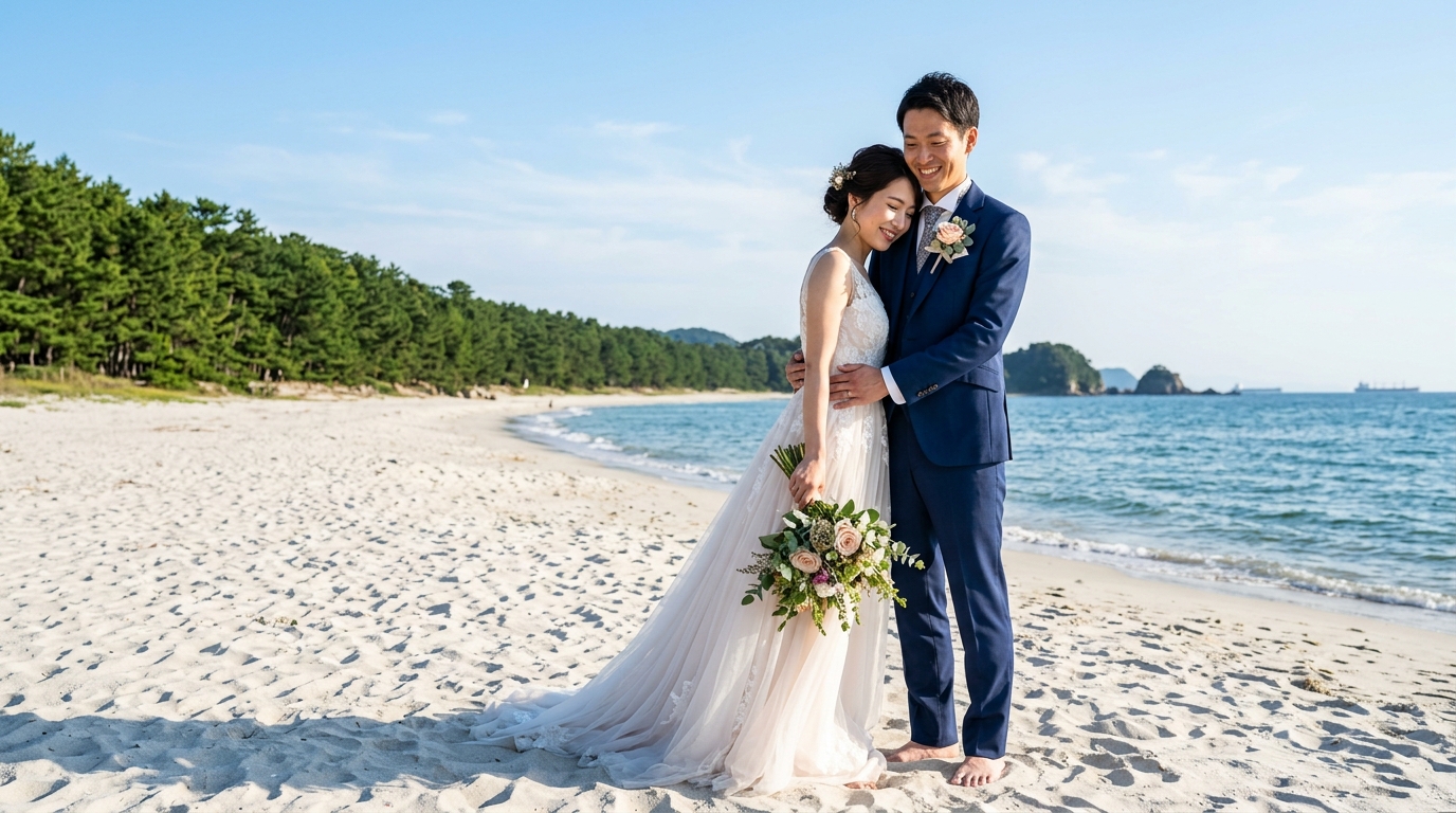 奈多海岸 フォトウェディング 海 - 2