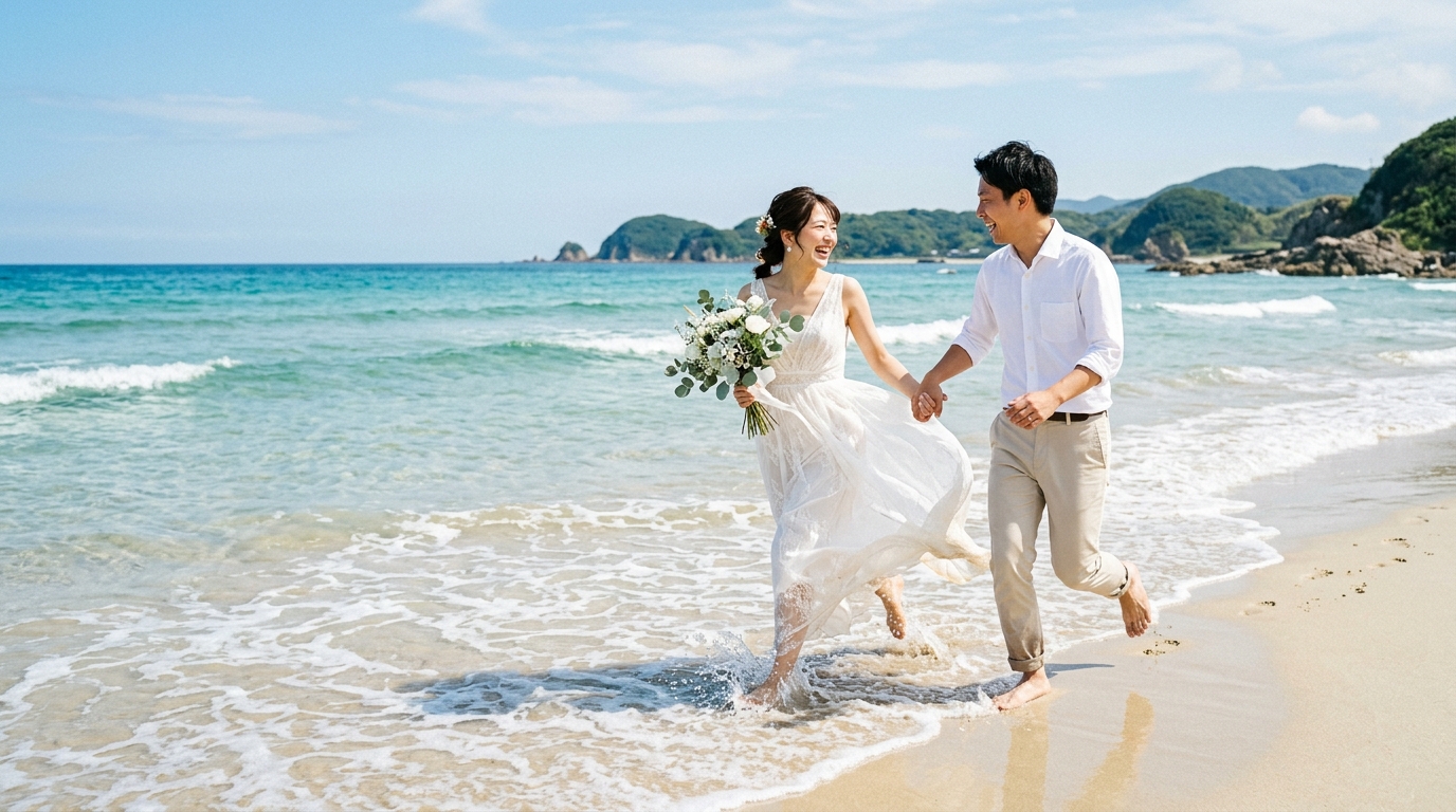 奈多海岸 フォトウェディング 海 - 3